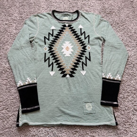 Double D Ranch Embroidered Long Sleeve Top Southwestern Aztec XS - Picture 1 of 8